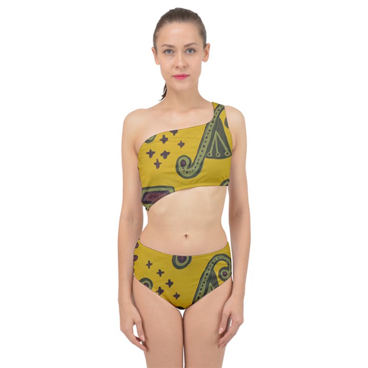 Indian Violin Spliced Up Two Piece Swimsuit