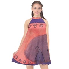 Teepee Egg Halter Neckline Chiffon Dress 