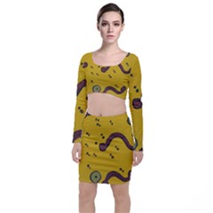 Swimming Worms Long Sleeve Crop Top & Bodycon Skirt Set by snowwhitegirl