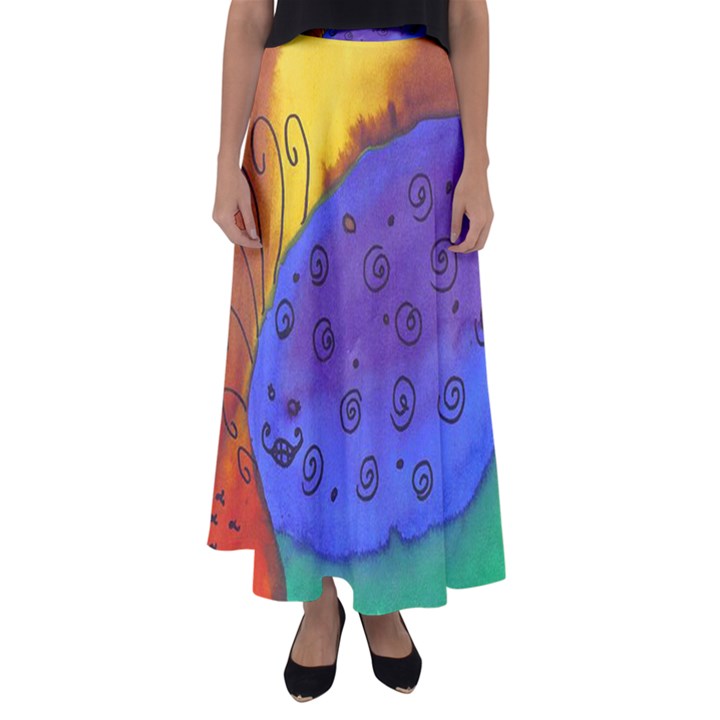 Whale And Eggs Flared Maxi Skirt