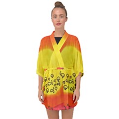 Red Sun Half Sleeve Chiffon Kimono