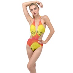 Red Sun Plunging Cut Out Swimsuit