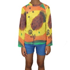 Pirana Eating Flower Kids  Long Sleeve Swimwear by snowwhitegirl