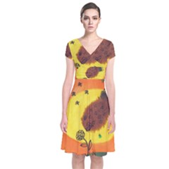 Pirana Eating Flower Short Sleeve Front Wrap Dress by snowwhitegirl