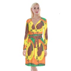 Pirana Eating Flower Long Sleeve Velvet Front Wrap Dress by snowwhitegirl