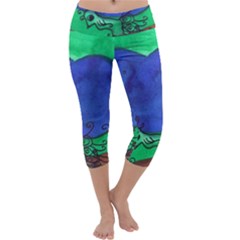 Peacocks Capri Yoga Leggings by snowwhitegirl