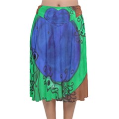 Peacocks Velvet Flared Midi Skirt by snowwhitegirl