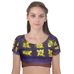 Boring Egg Velvet Short Sleeve Crop Top 