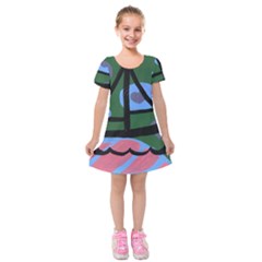 Boat Kids  Short Sleeve Velvet Dress