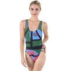 Boat High Leg Strappy Swimsuit