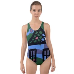 Smiling House Cut-out Back One Piece Swimsuit by snowwhitegirl