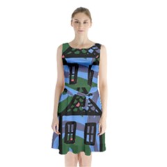 Smiling House Sleeveless Waist Tie Chiffon Dress by snowwhitegirl