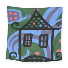 Smiling House Square Tapestry (large) by snowwhitegirl