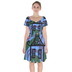 Smiling House Short Sleeve Bardot Dress by snowwhitegirl