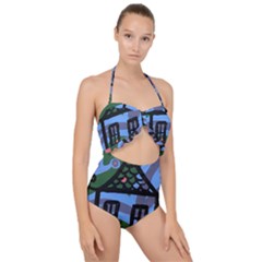 Smiling House Scallop Top Cut Out Swimsuit