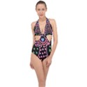 Dress And Falling Leaves Halter Front Plunge Swimsuit View1