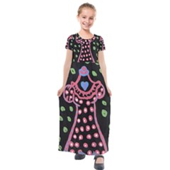 Dress And Falling Leaves Kids  Short Sleeve Maxi Dress by snowwhitegirl