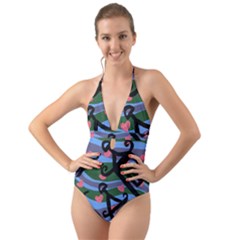 Two Houses Halter Cut-out One Piece Swimsuit by snowwhitegirl