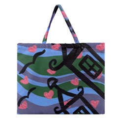 Two Houses Zipper Large Tote Bag by snowwhitegirl