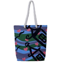 Two Houses Full Print Rope Handle Tote (small) by snowwhitegirl