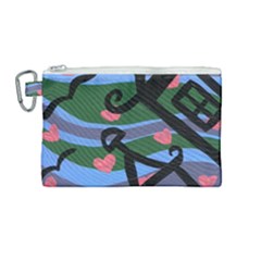 Two Houses Canvas Cosmetic Bag (medium) by snowwhitegirl