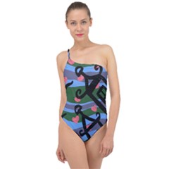 Two Houses Classic One Shoulder Swimsuit