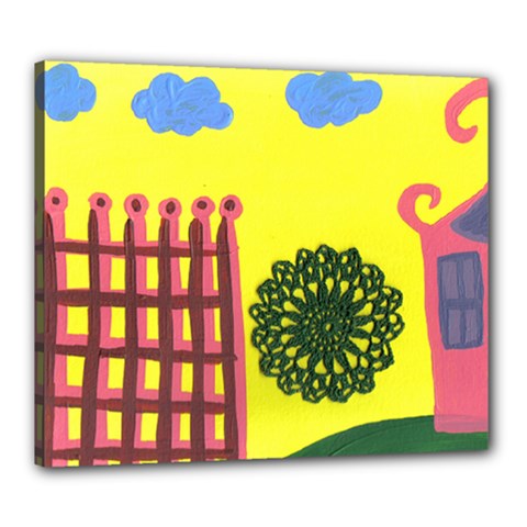 Pink House And Fence Canvas 24  X 20  by snowwhitegirl