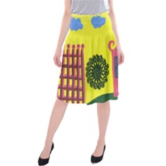 Pink House And Fence Midi Beach Skirt by snowwhitegirl