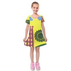 Pink House And Fence Kids  Short Sleeve Velvet Dress by snowwhitegirl