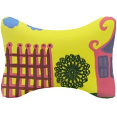 Pink House And Fence Seat Head Rest Cushion