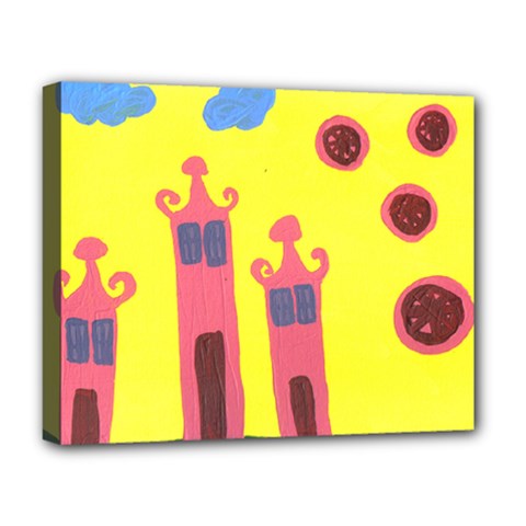 Three Houses Saying Ohhhh Deluxe Canvas 20  X 16   by snowwhitegirl