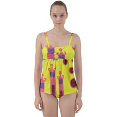 Three Houses Saying Ohhhh Twist Front Tankini Set by snowwhitegirl