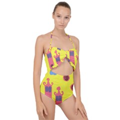 Three Houses Saying Ohhhh Scallop Top Cut Out Swimsuit