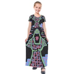 Seagulls Attacking Dress Kids  Short Sleeve Maxi Dress