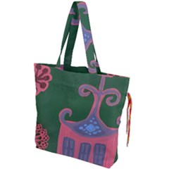 The Biggest Pink House Drawstring Tote Bag by snowwhitegirl