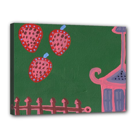 Floating Strawberries Canvas 16  x 12 