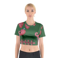 Floating Strawberries Cotton Crop Top