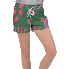 Floating Strawberries Women s Velour Lounge Shorts