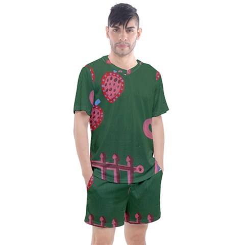 Floating Strawberries Men s Mesh Tee And Shorts Set by snowwhitegirl