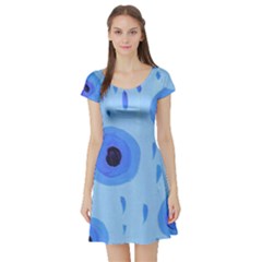 Blue Rain Short Sleeve Skater Dress by snowwhitegirl