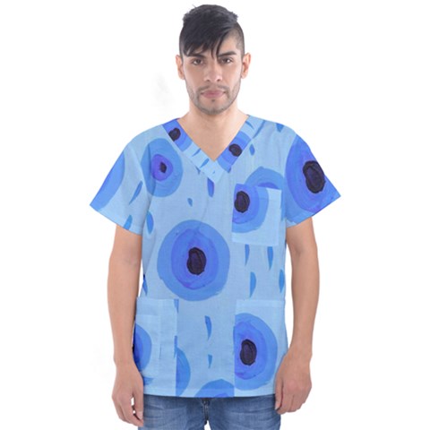 Blue Rain Men s V-neck Scrub Top by snowwhitegirl