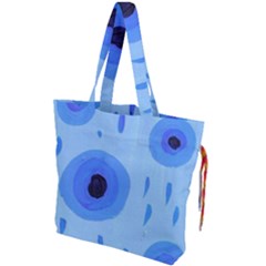 Blue Rain Drawstring Tote Bag