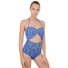 Raining Leaves Scallop Top Cut Out Swimsuit