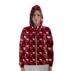 Snow Sleigh Deer Red Hooded Windbreaker (women)