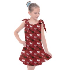 Snow Sleigh Deer Red Kids  Tie Up Tunic Dress