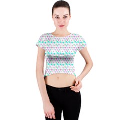 Hearts Butterflies White 1200 Crew Neck Crop Top by snowwhitegirl