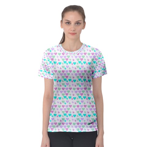 Hearts Butterflies White 1200 Women s Sport Mesh Tee by snowwhitegirl