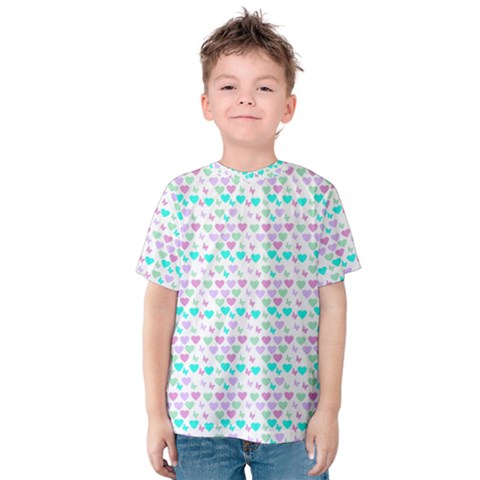 Hearts Butterflies White 1200 Kids  Cotton Tee by snowwhitegirl