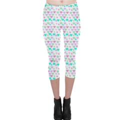 Hearts Butterflies White 1200 Capri Leggings  by snowwhitegirl