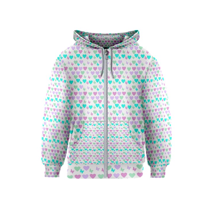 Hearts Butterflies White 1200 Kids  Zipper Hoodie